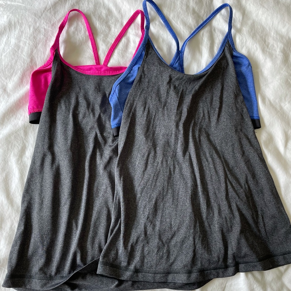Zella Blue, Pink, and Gray Workout Tank Set
